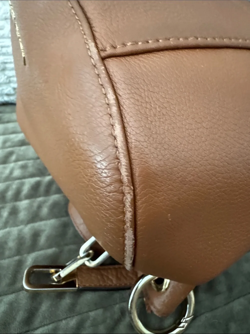 Michael Kors Cognac Pebbled Leather Bag with Gold Hardware